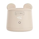 LIINI® BASIC Flaschenwärmer mit Akku, 45W, beige – 4 Stufen 37/40/45/50°C, Akku 9.000 mAh, unterwegs & zuhause, USB-C, Staubschutz im Bärenohren-Look, BPA-frei, CE/RoHS