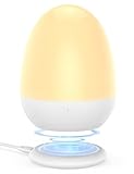 JolyWell Nachtlicht Kinder, Stilllicht Baby mit Stabilem Ladepad, Touch-Steuerung und Timer-Einstellung, ABS + PC, Baby-Eierlampe zum Stillen mit Kabelgebundenes Laden und Kabelloses Laden