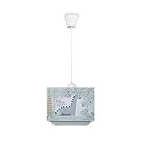 Paco Home Hängelampe Kinderzimmer Deckenlampe Pendelleuchte Dinosaurier Lampenschirm Stoff E27 Mit Textilkabel Dino Im Dunkeln Leuchtend