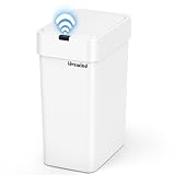 lovewind Mülleimer Bad, 9L badezimmer Mülleimer mit Deckel, Schmaler Sensor-Mülleimer, Wasserdicht Kosmetikeimer, Weiß, für Schlafzimmer, Badezimmer, Küche, Büro