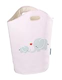 WENKO Wäschesammler Kids Elli Rosa, niedlicher Wäschesack mit Zwei praktischen Tragegriffen mit Elefanten Aufdruck, 24 l Stauraum in einem Fach, (B x H x T): 40 x 52 x 20 cm, kindliches Motiv