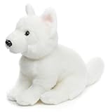 Uni-Toys - Weißer Schweizer Schäferhund Welpe, sitzend (ohne Leine) - 26 cm (Höhe) - Plüsch-Hund, Berger Blanc Suisse - Plüschtier, Kuscheltier