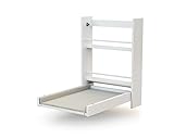 AT4 - Wandmontierter Wickeltisch + ESSENTIEL-Matratze Weiß | Maße geöffnet (L x B x H): 56 x 77,5 x 78 cm | Gefaltet (L x B x H): 56 x 18 x 78 cm | Matratze inklusive | Einfache Einhandbedienung