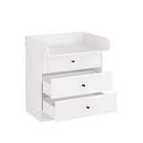 KOMTO Wickelkommode mit Schubladen - Baby Kommode mit Wickelaufsatz, Wickeltisch, Wickelschrank mit Abnehmbarer Wickelsatz Weiß | Lulliblox M3 94,6 x 70 x 85 cm