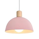 iDEGU Hängelampe Retro E27 LED Hängeleuchte Moderne Skandinavisch Deckenleuchte aus Metall Holz Pendelleuchte für Schlafzimmer Esszimmer Küche Restaurant (Rosa, 1 Stück)