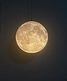 Pendelleuchte 3D-Druck Mond Deckenlampe Kreative Mond Deckenleuchte für Kinderzimmer Schlafzimmer Wohnzimmer Restaurant Bar,E27 Pendelleuchte Lichtschirm 22cm