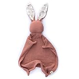 Mikito Schnuffeltuch Baby Hase - Musselin Schmusetuch als Baby Geschenk zur Geburt von Junge & Mädchen / Schnuffeltücher & Trösterchen / Kuscheltier Baby