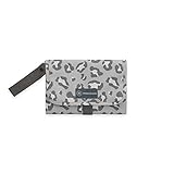 emma & noah Wickelunterlage für Unterwegs, 82x52 cm (gefaltet 25x18 cm), Abwaschbar, Wickeltasche mit Windeltasche für den Kinderwagen, Organizer für Windeln und Feuchttücher (Leo Grau)