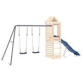 vidaXL Spielturm, Klettergerüst mit Kletterwand Rutsche Schaukel, Kinder Kletterturm mit Sandkasten, Spiel-Zubehör für Garten, Spielgeräte Spielplatz, Massivholz Kiefer
