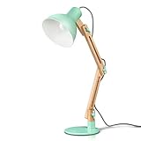 tomons Schreibtischlampe, LED Tischlampe im Klassichen Holz-Design, Nachttischlampe, Lampe mit Verstellbarem Arm, Tischlampe Wohnzimmer für Zimmer Büro, Weiß