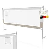 Juskys Baby Bettgitter Jaron 200 cm - höhenverstellbar, kombinierbar & klappbar - Bett Rausfallschutz für Kinder - Bettumrandung Kinderbett - Beige