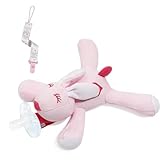 Zooawa Baby Schnuller, Schnullerhalter mit Abnehmbarem Plüsch Kuscheltier, Baby Stofftier Schnuller Spielzeug für Kleinkinder Jungen Mädchen 3-36 Monate Baby - Weiß Hase