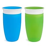 Munchkin Miracle 360°-Trinkbecher für Babys und Kleinkinder, 2er-Set, BPA-freier Trinklernbecher, auslaufsicher & spülmaschinenfest, für Kinder ab 12 Monaten - 296 ml, Blau/Grün