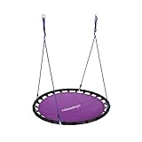 Relaxdays Nestschaukel, runde Hängeschaukel, für Kinder & Erwachsene, verstellbar, draußen, Ø: 120 cm, bis 100 kg, lila