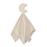 Schmusetuch Schnuffeltuch mit Mond, Kuscheltuch Musselin Babydecke Komfort für Neugeborene Babys und Kleinkinder ab 0+ Monaten, Musselintücher für Babys