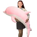 Aiuidun Delfin Kuscheltier,Stofftier Delfin Plüschtier Plüschkissen Superweiches Meerestier Plüschspielzeug Puppen für Jungen Mädchen Schlafkissen Geschenk (70cm/27.55inch, Pink)