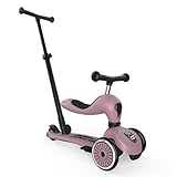 Scoot & Ride Highwaykick 1 Push and Go – 2in1 Laufrad & Scooter mit Eltern-Schiebestange – Kinderroller ab 1 Jahr – höhenverstellbar, Safety Pad – bis 50 kg – Farbe: Wildberry