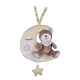 babynova Spieluhr Mond mit Teddy Bär ab 0 Monate, Einschlafhilfe für Babys, Musik Spieluhr mit der Melodie Brahms Wiegenlied - Schlafhilfe zum Aufhängen und Aufziehen – Geschenk zur Geburt