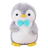 Aurasky Pinguin Kuscheltier Süß, Plüschtier Pinguin 25cm, Stofftier zum Kuscheln & Spielen, Plüschpinguin Kissen Puppe Geschenk für Fans Kinder Mädchen Jungen(Blauer Fliege-Stil)