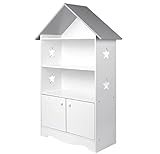 WOLTU KR006 Kinderregal Spielzeugregal mit Abschließbarer Tür, 3 Regale Bücherregal für Kinder, Mehrzweck Holz Aufbewahrungsregal im Kinderzimmer(Weiß)