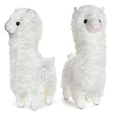 Zaloife Plüschtier Alpaka, Stand Alpaka Kuscheltier Plush 25cm, Lama Stofftier Plüsch Alpaka Puppe Geschenk für Kinder(Weiß)