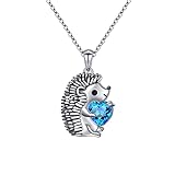 Igel Halskette für Damen Mädchen Igel Schmuckset 925 Sterling Silber Niedliche Tieranhänger Geschenke für Igel Fans (Halskette)