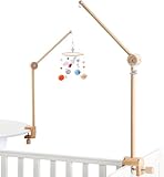 let's make Mobile Verbesserte Version Halterung Holz für Babybet, Höhenverstellbarer & 360° Drehbarer Mobile Arm mit Erweiterter, Mobile Halterung für Babybett Zubehör, Kinderzimmer Deko