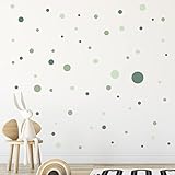 WANDKIND Kreise Set 120 Stück Wandtattoo für Babyzimmer V283 Aufkleber Sticker Kreis Wandaufkleber Kinderzimmer Punkte Dots Klebepunkte in verschiedenen Farben (Grün-Mild)