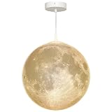 HOMCOM 3D Mond Pendelleuchte Hängelampe mit APP-Steuerung, Musik Mondlampe Decke Deckenlampe mit CCT und RGB-Farbwechsel für Küche, Esszimmer, Cremeweiß