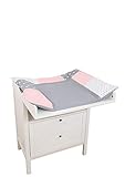 ULLENBOOM ® Wickelauflagenbezug 75x85 cm Rosa Grau (Made in EU) - abnehmbarer Bezug für Wickelauflage 85x75, Baby Überzug für Wickelunterlage aus Baumwolle, Wickelbezug für Wickeltisch