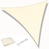 KAHEIGN Sonnensegel Dreieckig 3m x 3m x 3m Wasserdicht, UV Schutz Sonnenschutz Balkon Leinwand 180gsm für Garten (Creme)