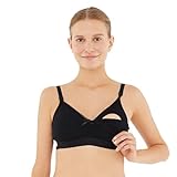Dagi Schwangerschafts Still BH Damen Ohne Bügel, Bequemer Still BH Große Brüste, Stillen und Schlaf Bra für Frauen, Soft Maternity Nursing Bra, Mutterschaft Stillbustier, Stilloberteile | Schwarz - M