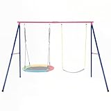 GOPLUS Schaukelgestell Outdoor, Schaukelgerüst aus Metall bis 250kg belastbar, Kinder Schaukelständer mit Fußkappe & Karabiner, Gartenschaukel Gestell für Nestschaukel & Netzschaukel (nur Gestell)