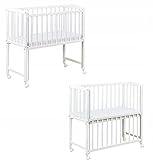 Dedstore-Baby Babybett mit Matratze 90x40 cm Höhenverstellbar - Komplett Set - Beistellbett Weiß - Baby Bett - Kinderbett - Baby Bed