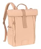 LÄSSIG Baby Wickelrucksack Wickeltasche Rucksack mit Wickelunterlage, Kinderwagenbefestigung, Flaschenhalter nachhaltig produziert/GRE Rolltop Up Backpack peach rose