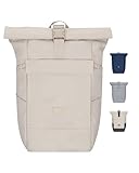 LARKSON Rucksack Damen & Herren Beige - No 4 Large - Rolltop Backpack 21 L mit 16 Zoll Laptopfach Uni, Arbeit & Fahrrad - Großer Reiserucksack mit Trolley Strap