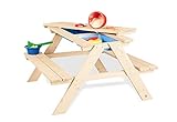 PINOLINO Matsch-Nicki für 4 Kindersitzgarnitur – Kreatives Spielset mit 2 Wannen, Naturholz, Für Kinder ab 2 Jahren, Ideal für Garten & Outdoor-Spiele