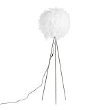 Qazqa - Modern Stehleuchte I Stehlampe I Standleuchte I Lampe I Leuchte im Landhausstil Stahl I Silber I nickel matt mit Weiß - Feather I Wohnzimmer I Schlafzimmer - Stahl Rund - LED geeignet E27
