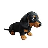 Xiyocadt Kuscheltier Hund,Dackel Kuscheltier Stofftier, Hunde Deko,Emotionale Heilung Auf Abruf, Interaktives Realistisches Hund Plüschkissen,Geschenkidee für Kinder & Erwachsene (Schwarz)