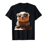 Lustige Wombats für alle Wombat Liebhaber Wombat mit Sonnenbrille Australien Beuteltier Süßer Wombat Unisex T-Shirt Schwarz Kurzarm S