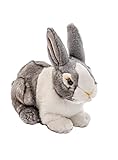 Uni-Toys – Kaninchen grau-weiß, sitzend - 20 cm (Länge) - Plüsch-Hase - Plüschtier, Kuscheltier
