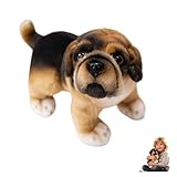Bulldog Plüschtier,Realistischer 22cm stehender Bulldoggen,Niedlich Hundekuscheltier,Kindliche Gesellschaft Trost Stofftier,Geschenke für Kinder & Erwachsene,Zimmer Dekoration (Braun und Schwarz)