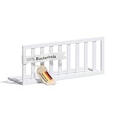 ALAVYA HOME® Bettschutzgitter 92x37x32 cm | Rausfallschutz für Kinder & Babys aus massivem Buchenholz | Höhenverstellbar, klappbar, werkzeuglos montierbar, weiß, sicher & natürlich