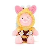 Disney Store Japan Offizieller Ferkel als Biene Kuscheltier, Winnie Puuh, 24cm, Plüschschwein mit 3D-Blumenverzierung