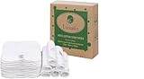 Lorandos 100% Baumwolle Frottee Wiederverwendbare Babytücher (25er Pack - 15x15cm - Weiß) parfümfrei waschbar ultraweiche und super saugfähige quadratische Flanellwaschlappen Baby
