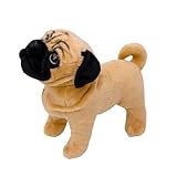 Tiny Heart Mops Stofftier Plüschtier 27cm/10” realistisches Hund Plüsch schönes Tier niedliche und weiche Geschenke für Kinder Jungen und Mädchen Spielzeug Weiß