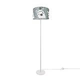 Paco Home Kinderlampe Stehlampe LED Kinderzimmer Lampe Mit Lama-Motiv Stehleuchte E27, Lampenfuß: Einbeinig Weiß, Lampenschirm: Grau (Ø38 cm)
