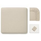 Wickelauflagenbezug 100% Baumwolle Musselin Bezug für Wickelauflage 85x75 und 75x75 cm – weicher Wickeauflagenüberzug, atmungsaktiv & waschbar Sterne grau (BEIGE)