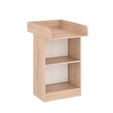 KOMTO Wickelkommode Sonoma Eiche - Wickeltisch Schmal, Baby Kommode mit Wickelaufsatz abnehmbar, Baby Changing Table | Lulliblox M1