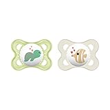 MAM Original Silikon Schnuller Im 2er-Set, Zahnfreundlicher Schnuller, Baby Schnuller Aus Speziellem MAM SkinSoft Silikon Mit Schnullerbox, 0-6 Monate, Schildkröte/Fisch | 2 Stück (1er Pack)